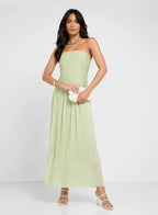 Pleated Strapless Dress