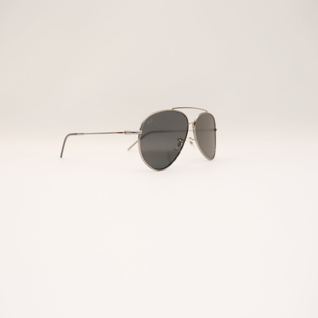 RAY-BAN AVIATOR REVERSE SILVER FRAME DARK GREY LENS - All About Eg