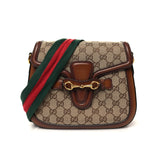 Gucci Monogram Medium Lady Web Shoulder Bag Beige Cuir