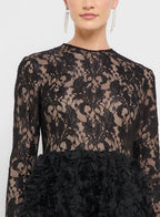 Lace Bodycon Drop Waist Dress With Tulle Hem