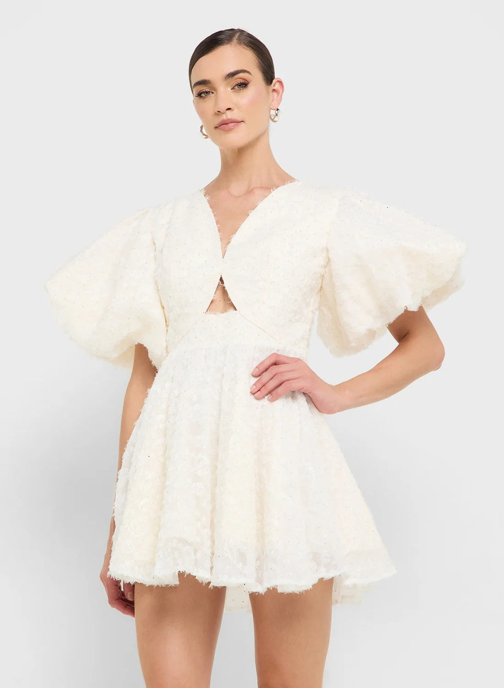 Puff Sleeves Baby Ruffle Skater Dress
