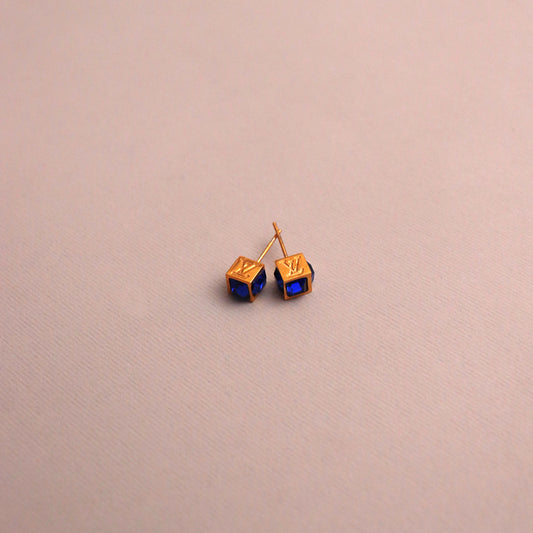 LV blue cube Earring - All About Eg