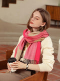 Color Block Fringe Trim Scarf - All About Eg