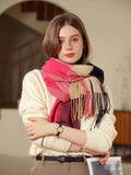 Color Block Fringe Trim Scarf