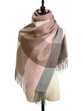 Tassel Decor Color Block Scarf - All About Eg