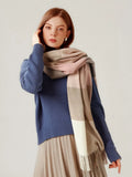 Tassel Decor Color Block Scarf - All About Eg