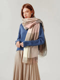 Tassel Decor Color Block Scarf - All About Eg