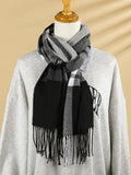 Fringe Hem Plaid Scarf