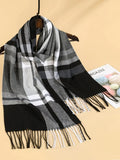 Fringe Hem Plaid Scarf - All About Eg