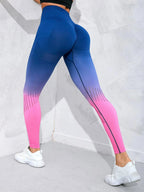 Workout Yoga Leggings, Color Gradient Butt Lift High-Waisted Sweat Absorption Fitness Leggings - All About Eg