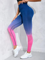 Workout Yoga Leggings, Color Gradient Butt Lift High-Waisted Sweat Absorption Fitness Leggings - All About Eg