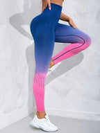 Workout Yoga Leggings, Color Gradient Butt Lift High-Waisted Sweat Absorption Fitness Leggings - All About Eg