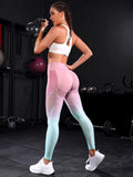 Seamless High Stretch Hollow Out Workout Tights Yoga Leggings with Wide Waistband