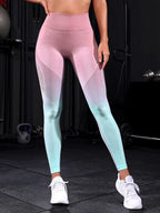 Seamless High Stretch Hollow Out Workout Tights Yoga Leggings with Wide Waistband - All About Eg