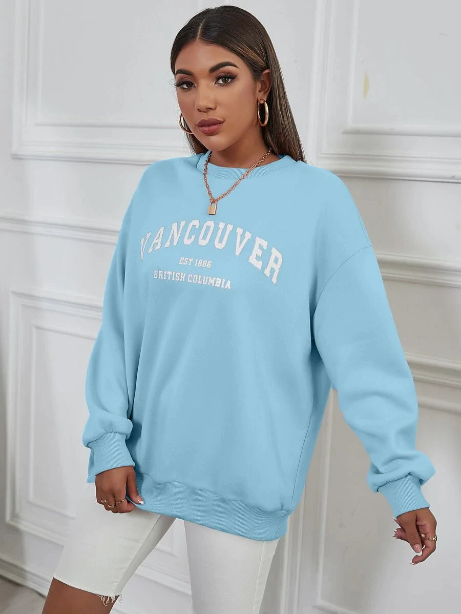Drop Shoulder Letter Graphic Sweatshirt - All About Eg