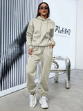 Flap Pocket Drop Shoulder Drawstring Hoodie & Sweatpants - All About Eg