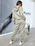 Flap Pocket Drop Shoulder Drawstring Hoodie & Sweatpants - All About Eg