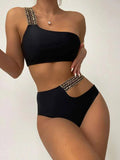 One shoulder black swimwear - All About Eg