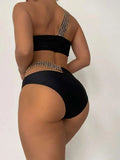 One shoulder black swimwear - All About Eg