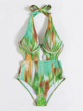 Allover Print Push Up One Piece Swimsuit - All About Eg