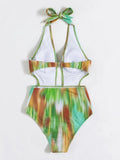 Allover Print Push Up One Piece Swimsuit - All About Eg