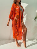 Sheer Embroidered Mesh Tie Front Kimono - All About Eg