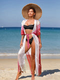 Bikinx Colorblock Fringe Trim Knot Front Kimono - All About Eg