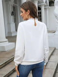 Heart Embroidery Lace Trim Sweatshirt - All About Eg