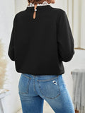 Heart Embroidery Lace Trim Sweatshirt - All About Eg