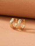 Rhinestone Decor Hoop Earrings - All About Eg