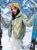 Solid Drawstring Puffer Coat