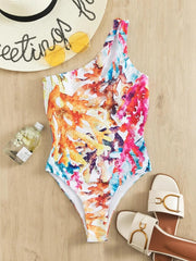 Allover Graphic One Shoulder One Piece Swimsuit - All About Eg