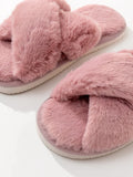 Criss Cross Fuzzy Bedroom Slippers - All About Eg