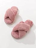 Criss Cross Fuzzy Bedroom Slippers - All About Eg