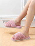 Criss Cross Fuzzy Bedroom Slippers - All About Eg