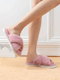 Criss Cross Fuzzy Bedroom Slippers - All About Eg