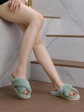 Fuzzy Criss Cross Bedroom Slippers - All About Eg