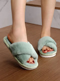 Fuzzy Criss Cross Bedroom Slippers - All About Eg