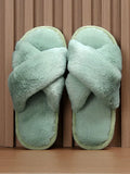 Fuzzy Criss Cross Bedroom Slippers - All About Eg