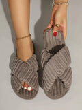 Criss Cross Corduroy Bedroom Slippers - All About Eg