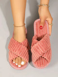 Minimalist Criss Cross Fluffy Bedroom Slippers - All About Eg